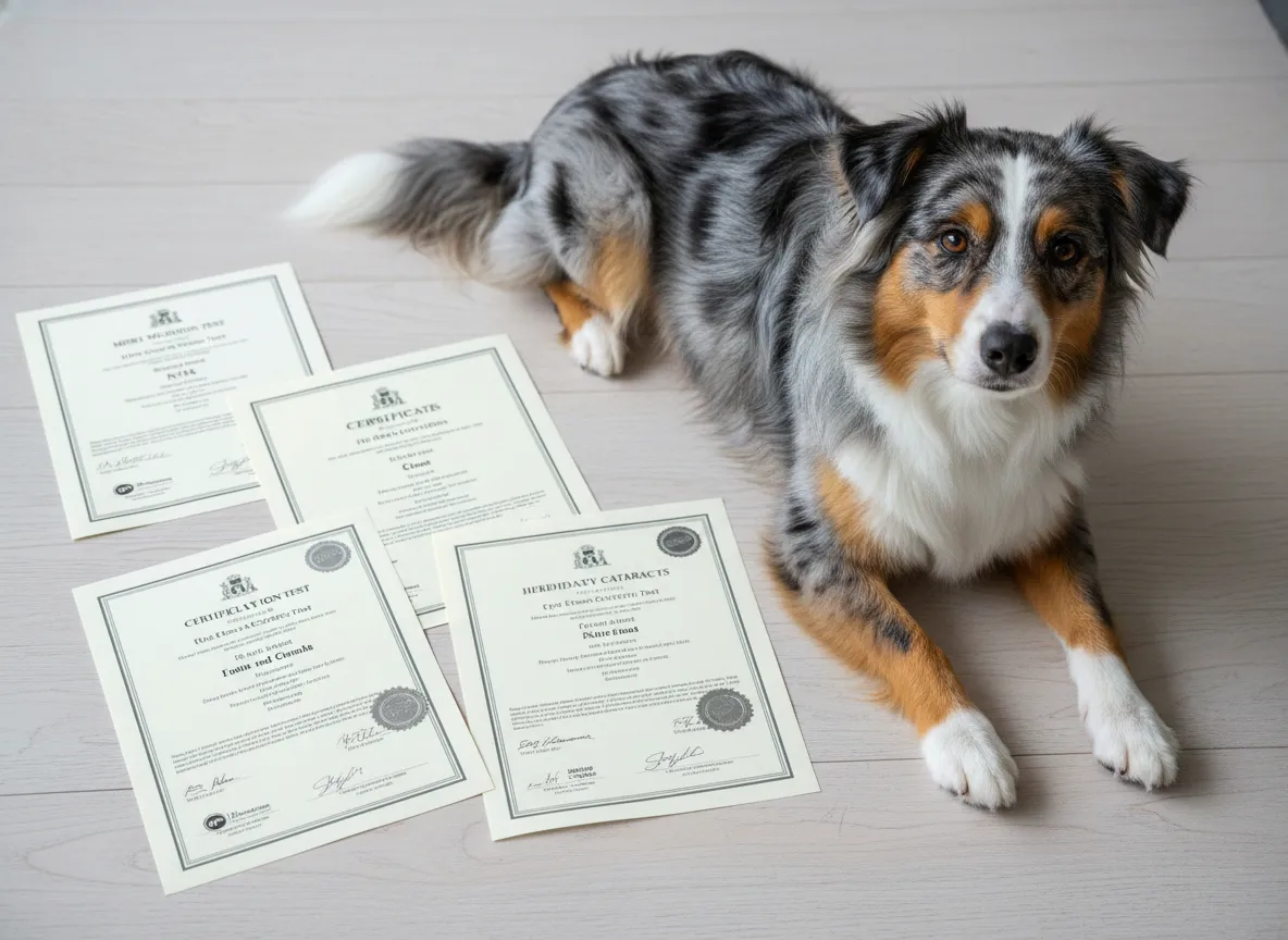 Veterinary health testing certificates for breeding dogs documentation