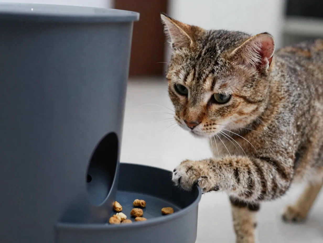 Intelligent turkish van cat solving puzzle feeder for treats