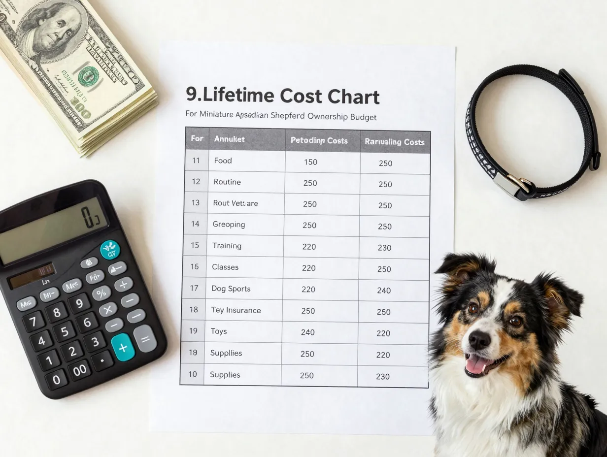 Lifetime cost chart for miniature australian shepherd ownership budget