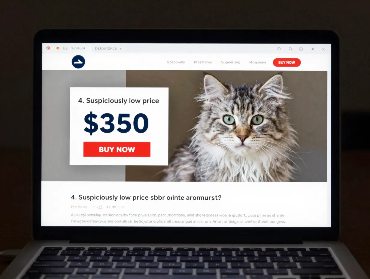 Suspiciously low price siberian kitten online advertisement scam