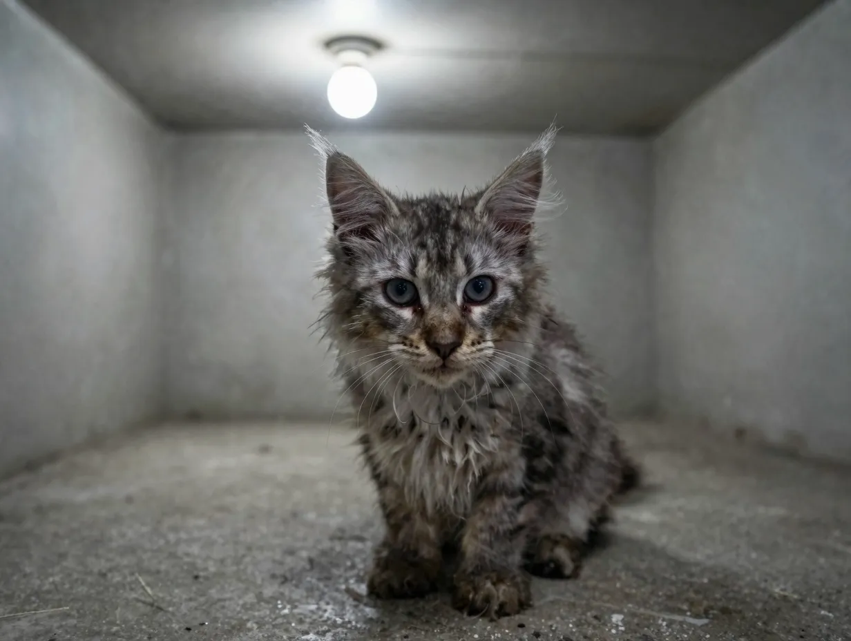 Unsociable unhealthy kitten lacking veterinary care vaccination records