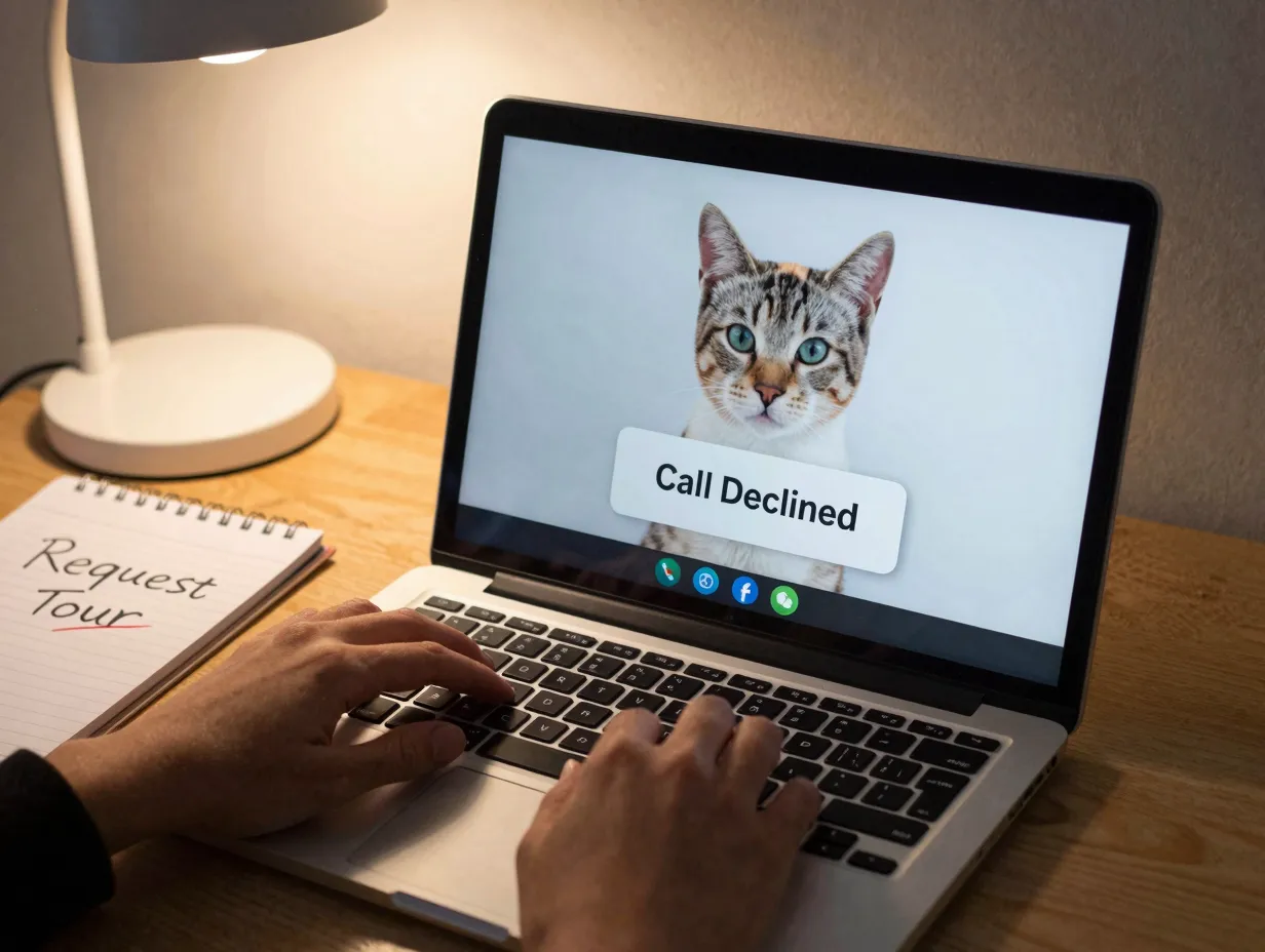 Breeder refusing facility visit virtual tour live video call kitten