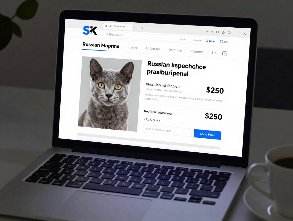 Russian blue kitten listed at suspiciously low price on online marketplace