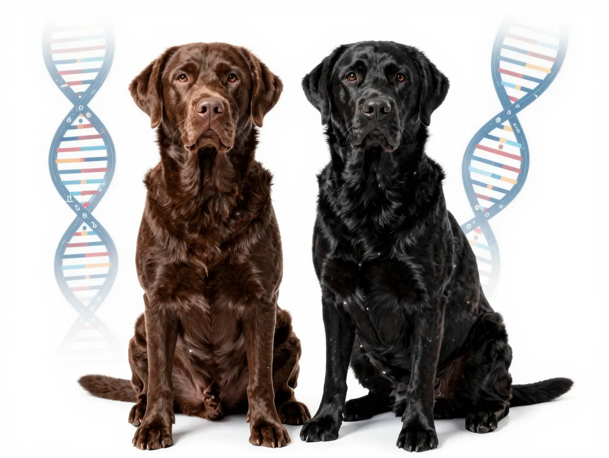 Rare recessive chocolate lab genetics dna blueprint illustration