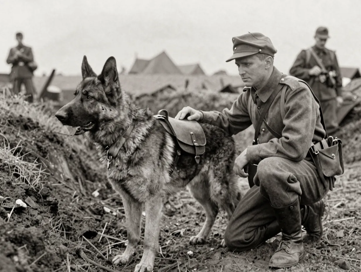 Historic german shepherd military service world war one messenger duty
