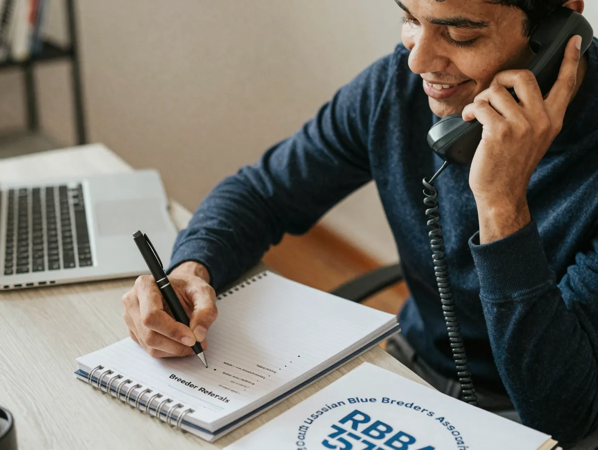 A person on the phone taking notes from a breed association