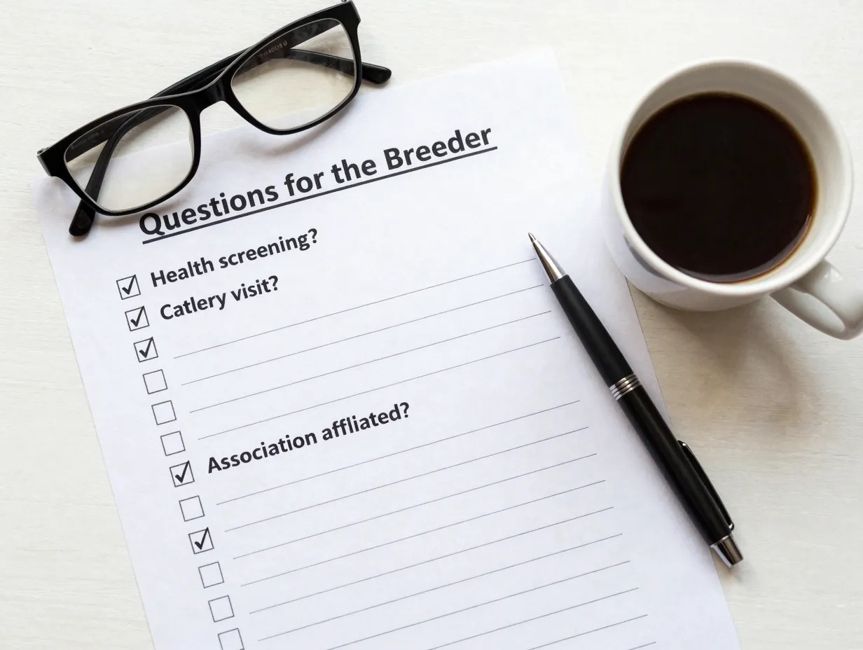 A detailed checklist of questions for a potential cat breeder