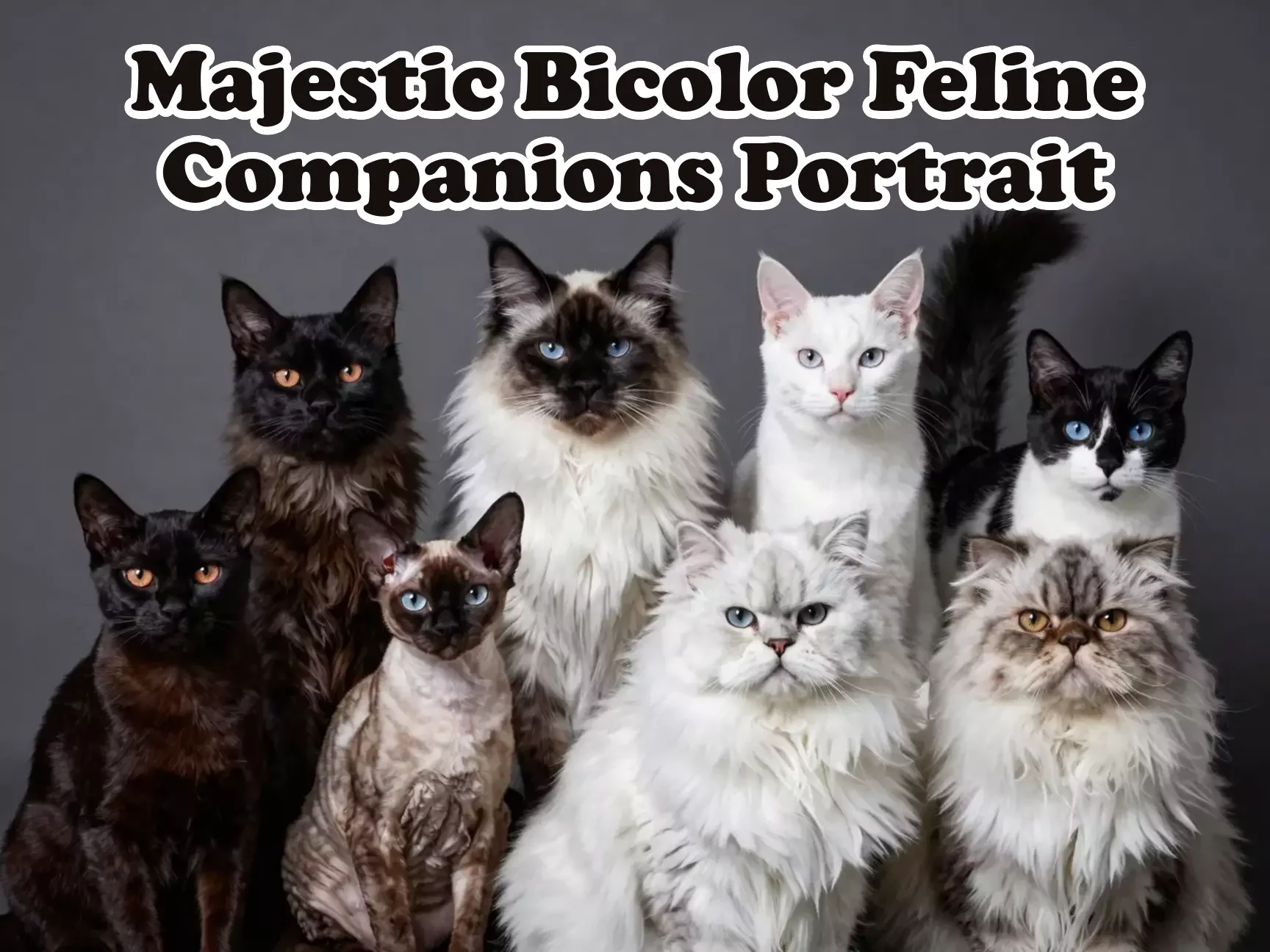 Sleek bombay tuxedo maine coon elegant van bobtail fold persian siberian manx rex main