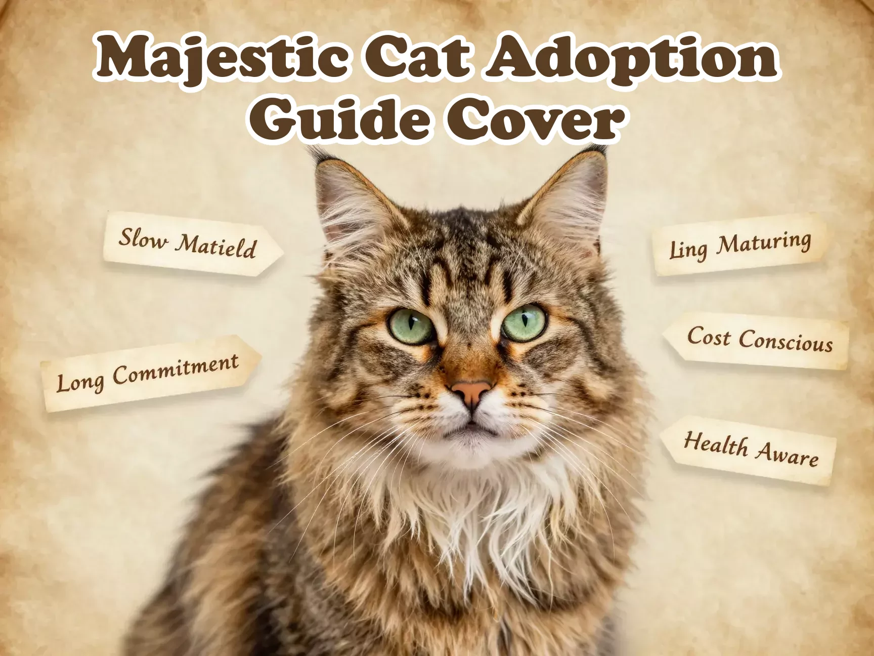 Majestic norwegian forest cat adoption guide cover with text floating main