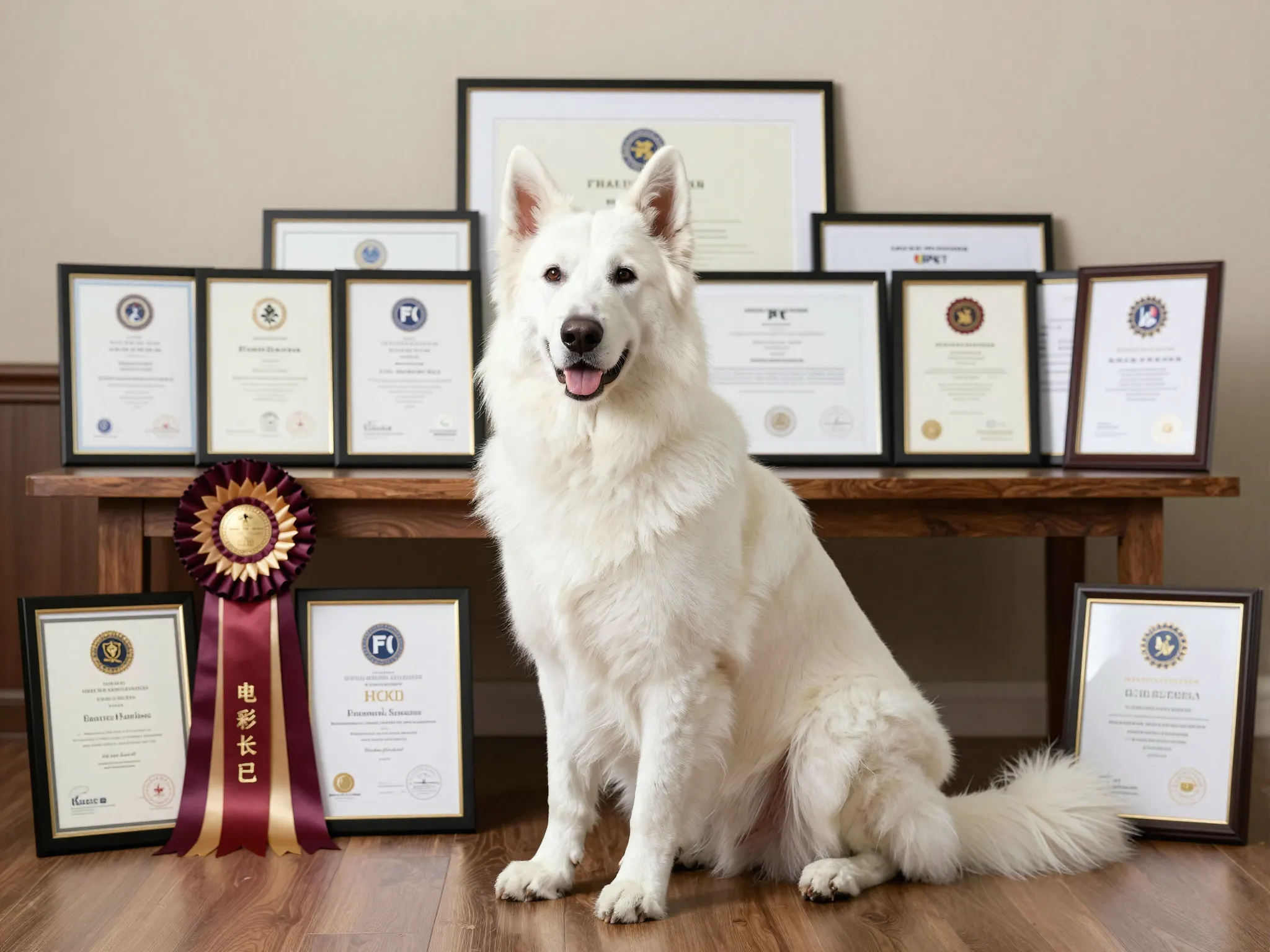 White swiss shepherd with international breed certificates