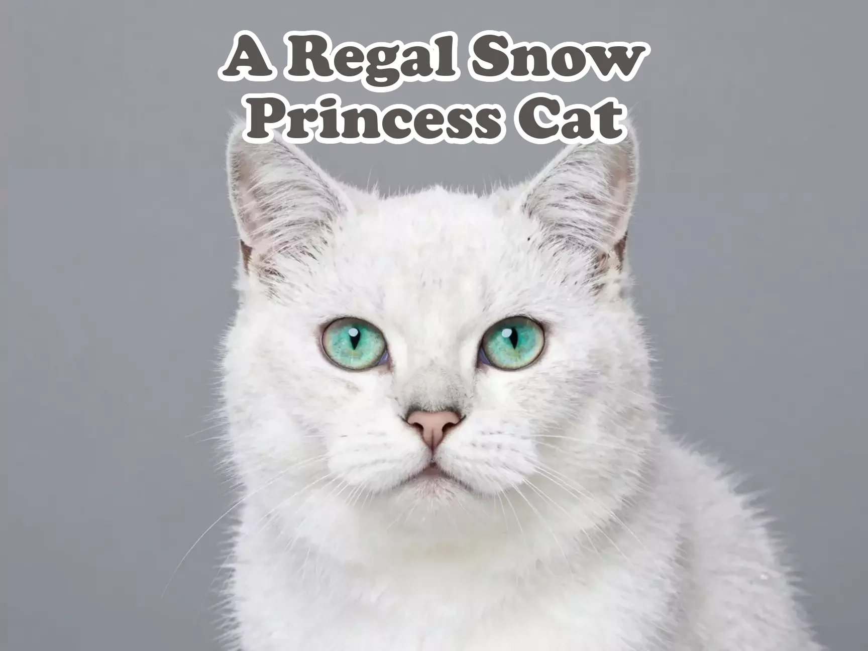 White cat green eyes double coat snowflake gene symbol portrait main