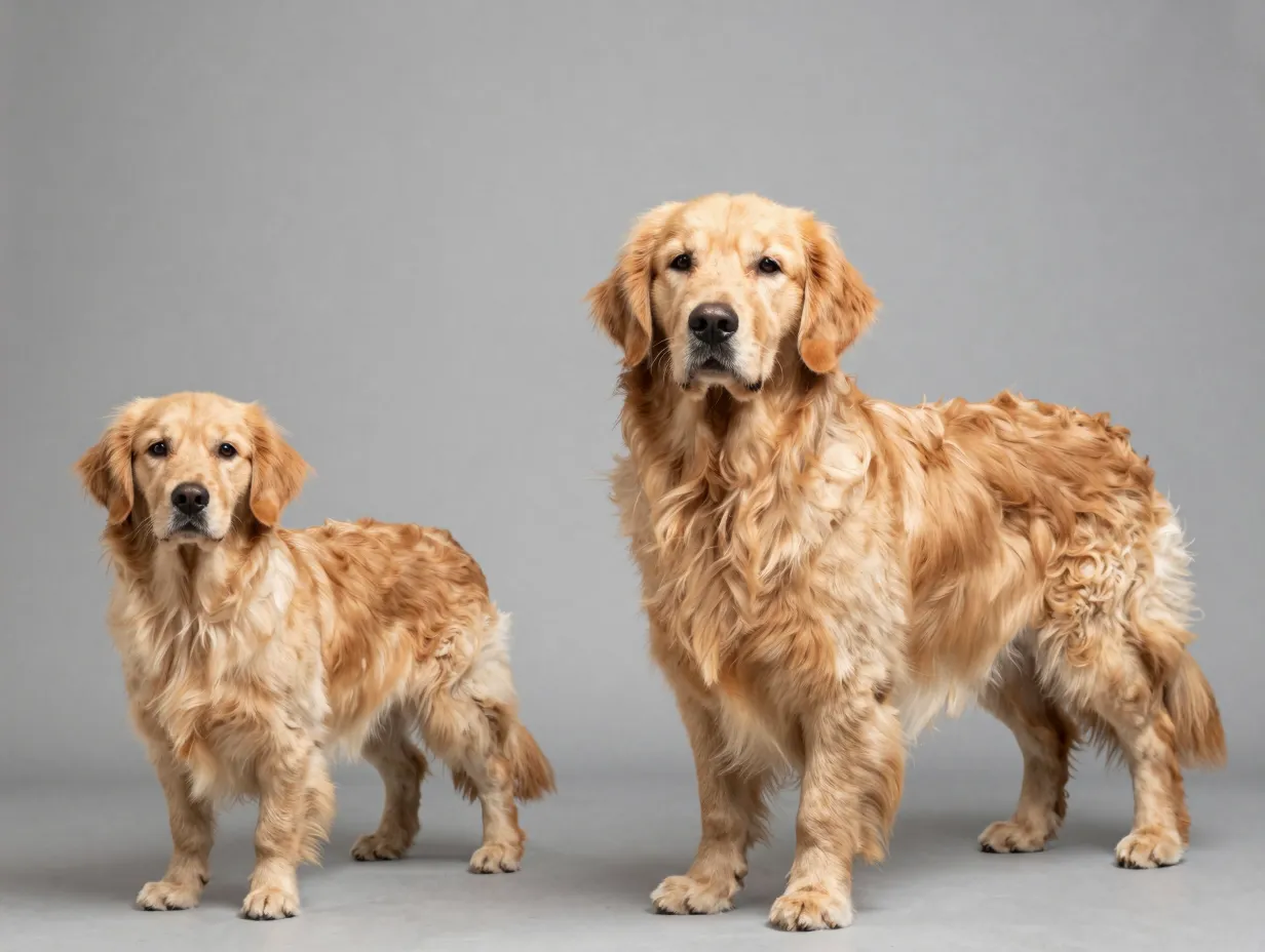 Unpredictable adult size of two different mini golden retrievers