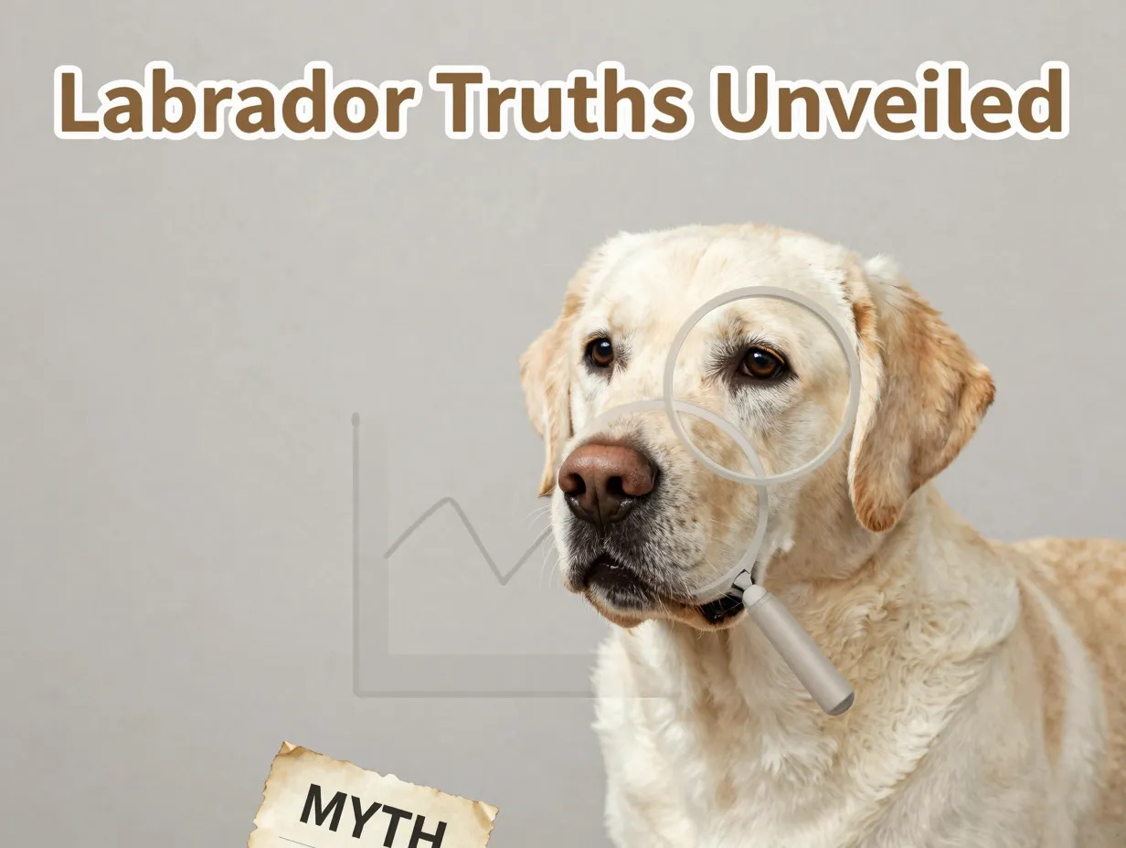 Cream labrador magnifying glass myth debunk factual trustworthy portrait