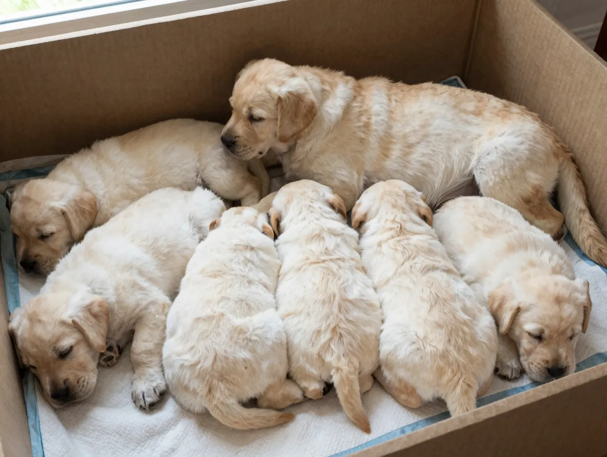 Common pale yellow labrador puppies litter not rare