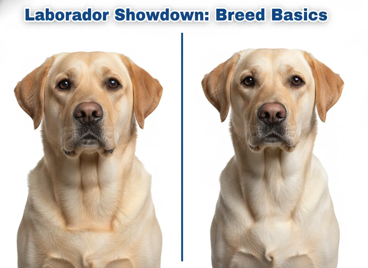 English american labrador side by side comparison stocky lean physique
