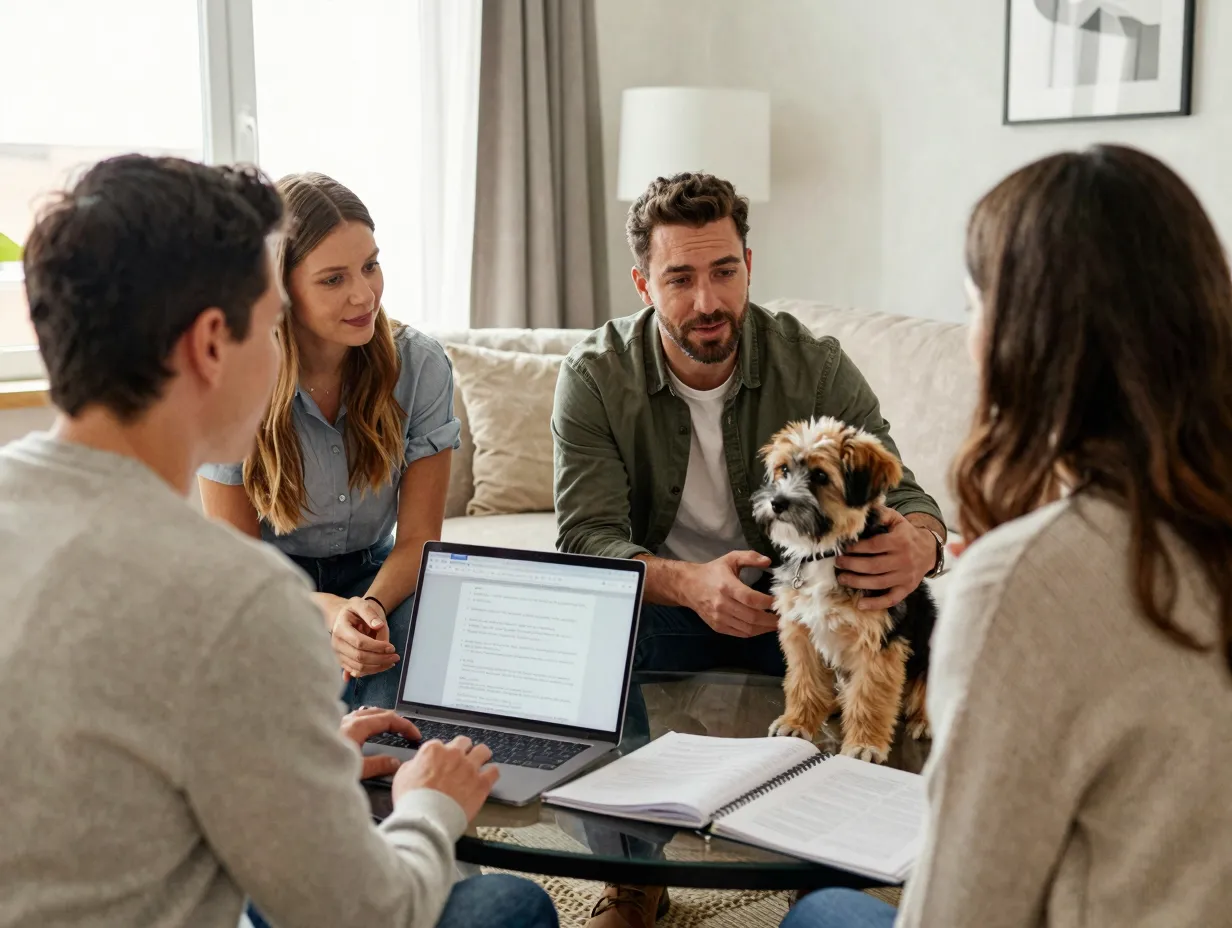 Trustworthy breeder discussing puppy genetics with potential buyer