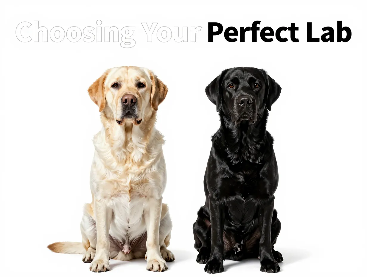 English vs american labrador symmetrical comparison portrait yellow black clean