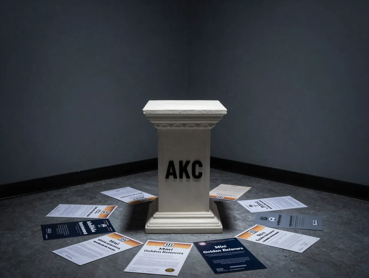Akc non recognition empty pedestal with unofficial marketing labels