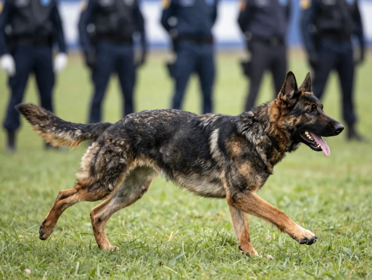 Czech working line lean athletic dark sable police military sport dog