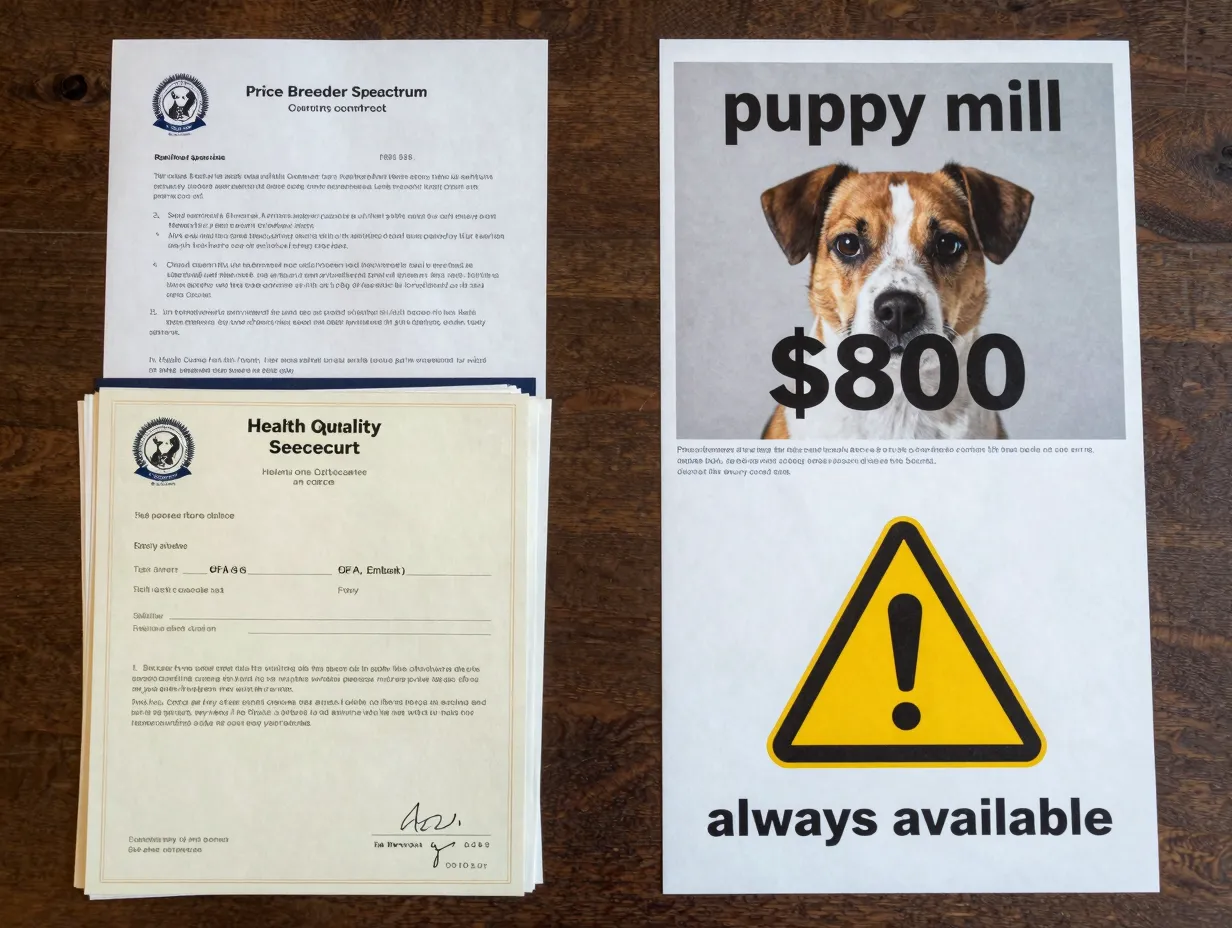 Price breeder quality spectrum from reputable to red flag warnings