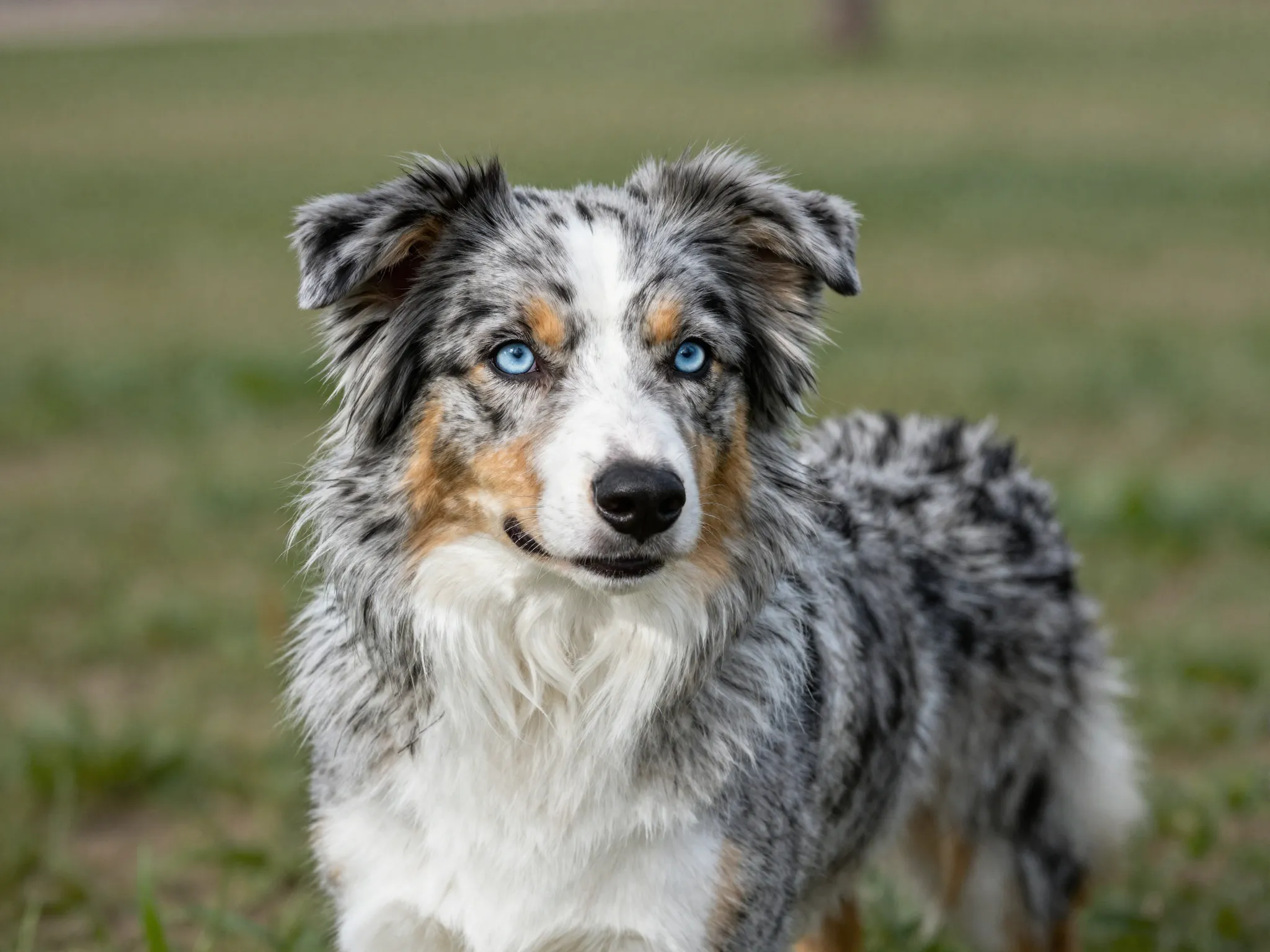 Blue merle bi australian shepherd lively dog park