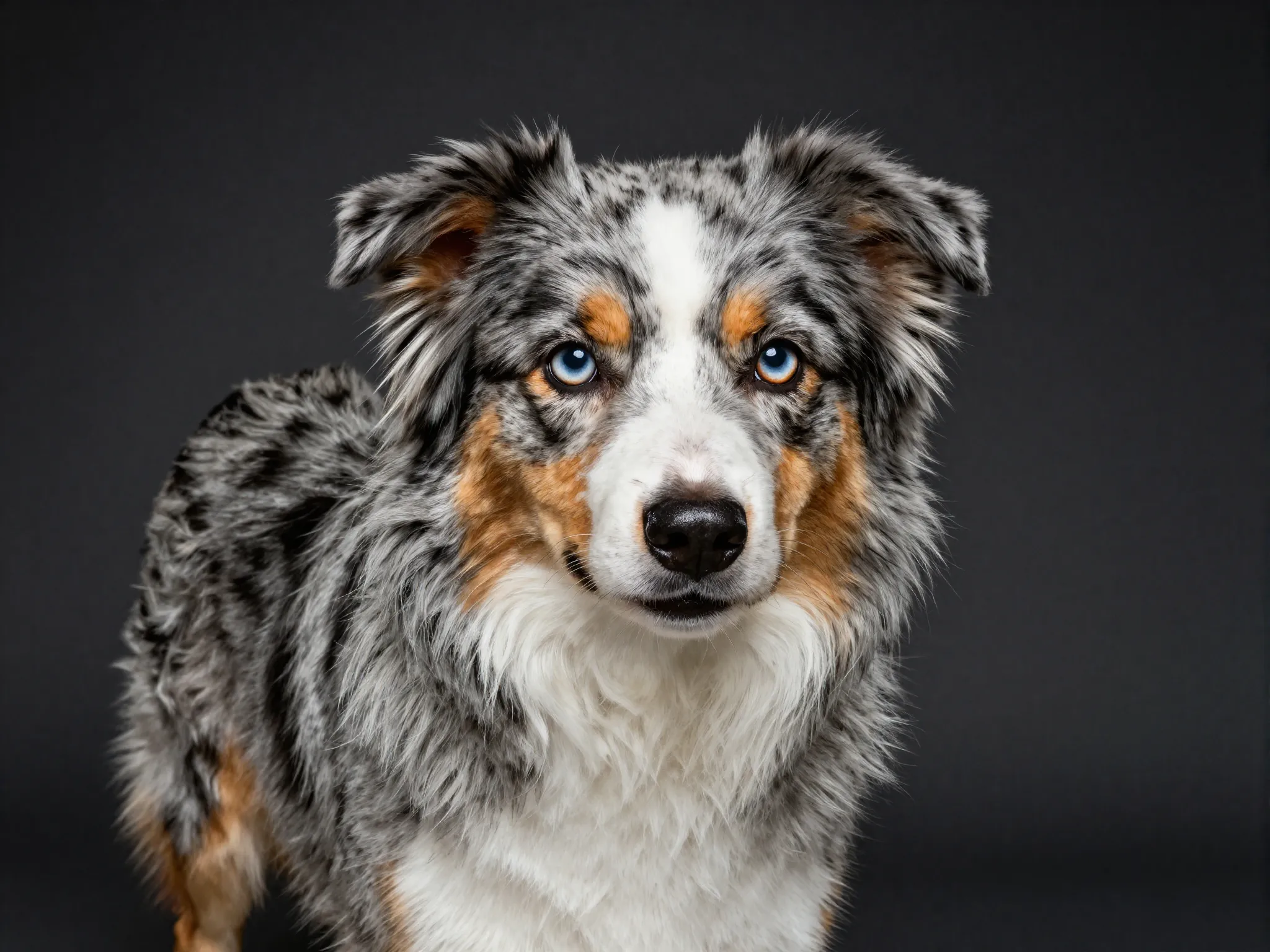 Blue merle tri australian shepherd copper eye dots