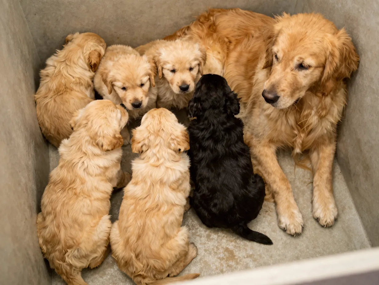 Fact super fecundation explains black puppies in golden retriever litter