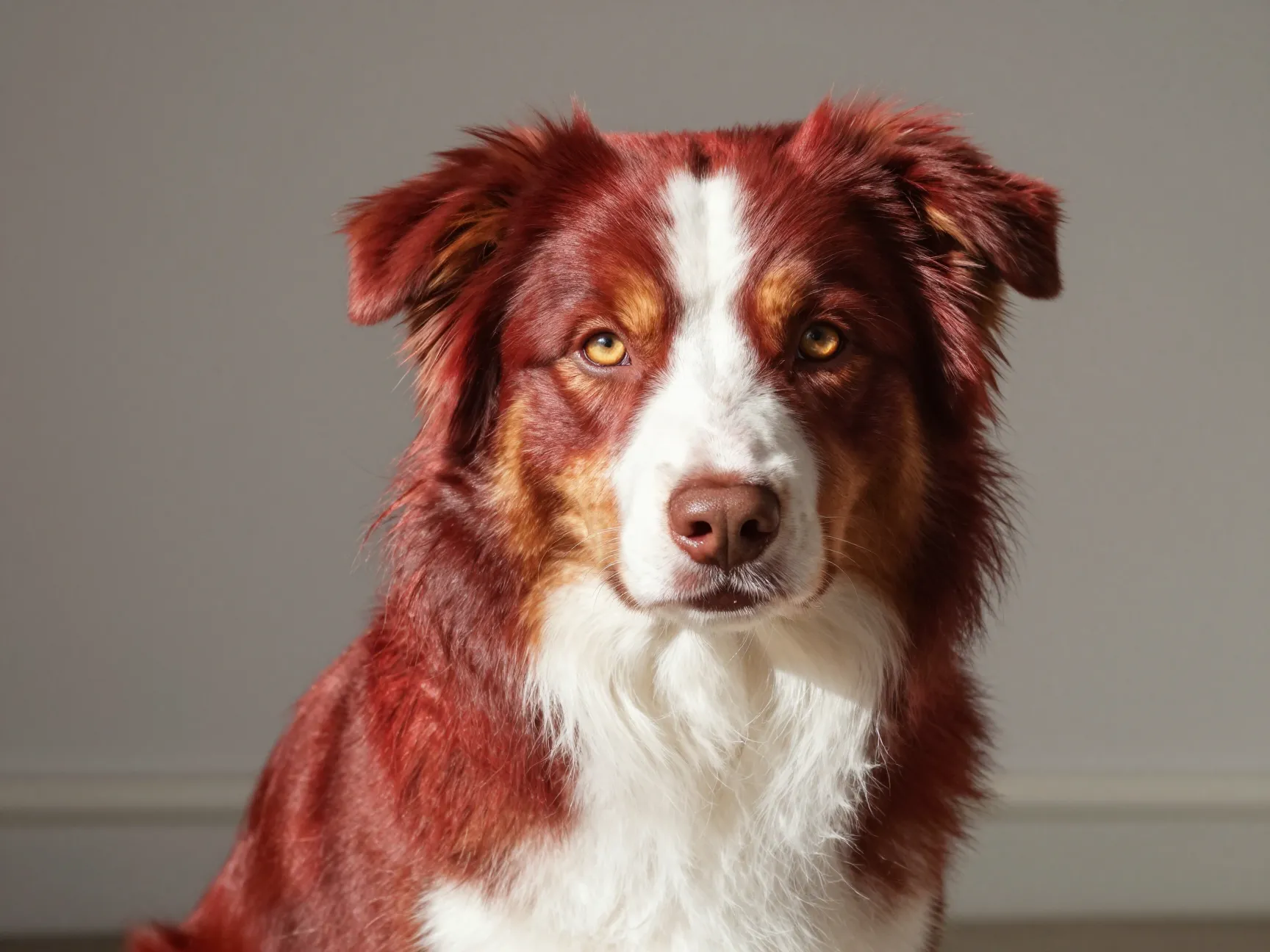 Solid red bi australian shepherd mahogany coat