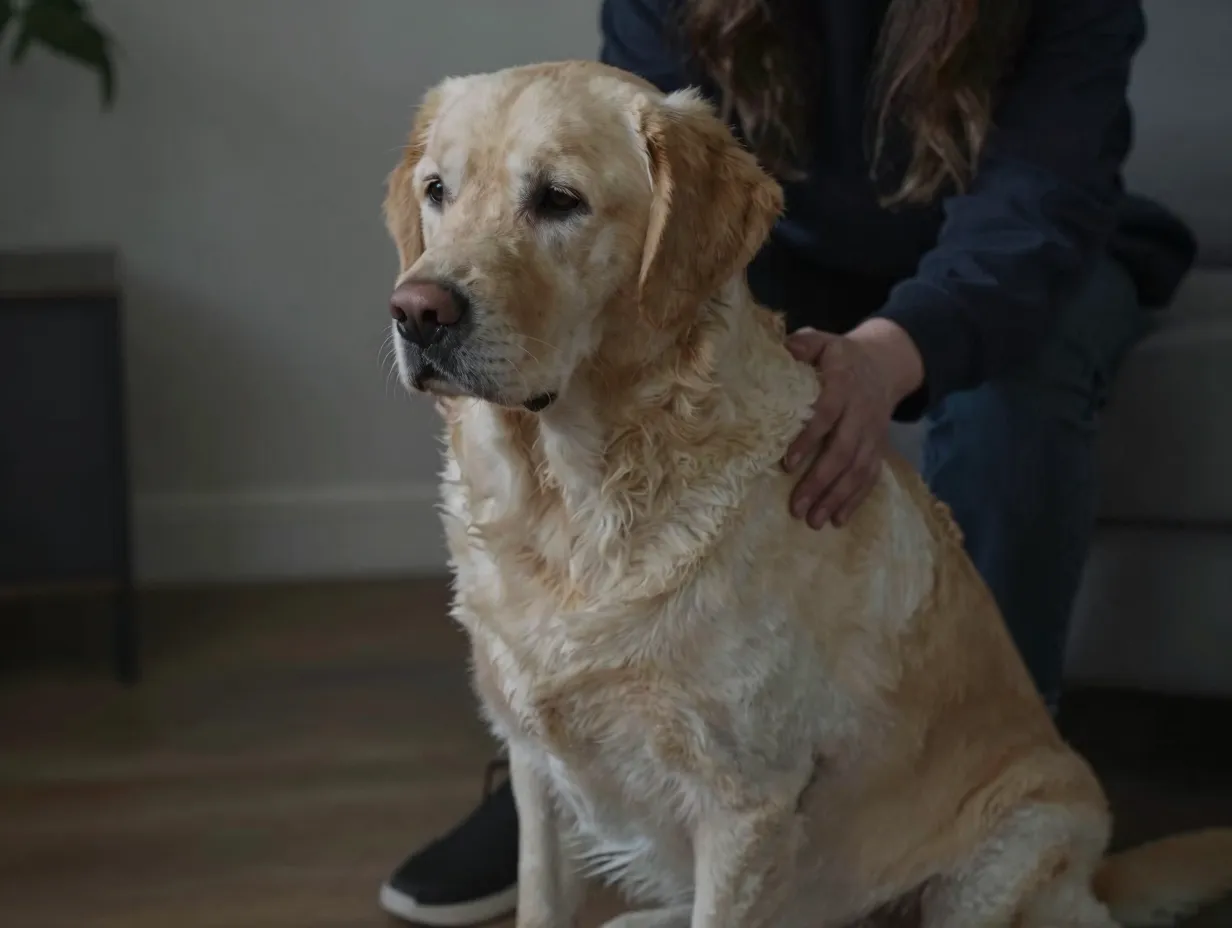 Golden labrador retriever provides comfort as therapy dog