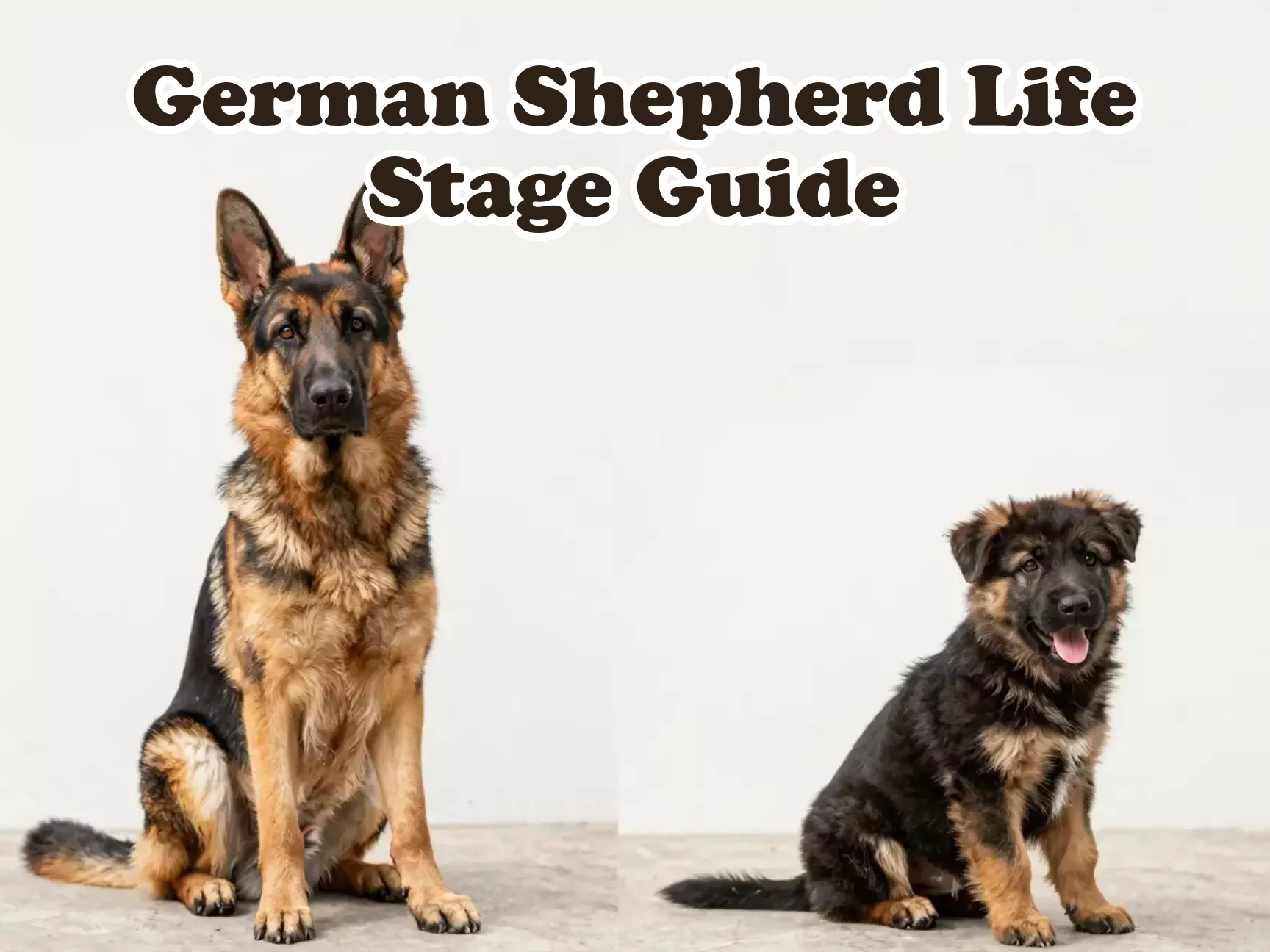 Adult puppy german shepherd side by side comparison guide cover main