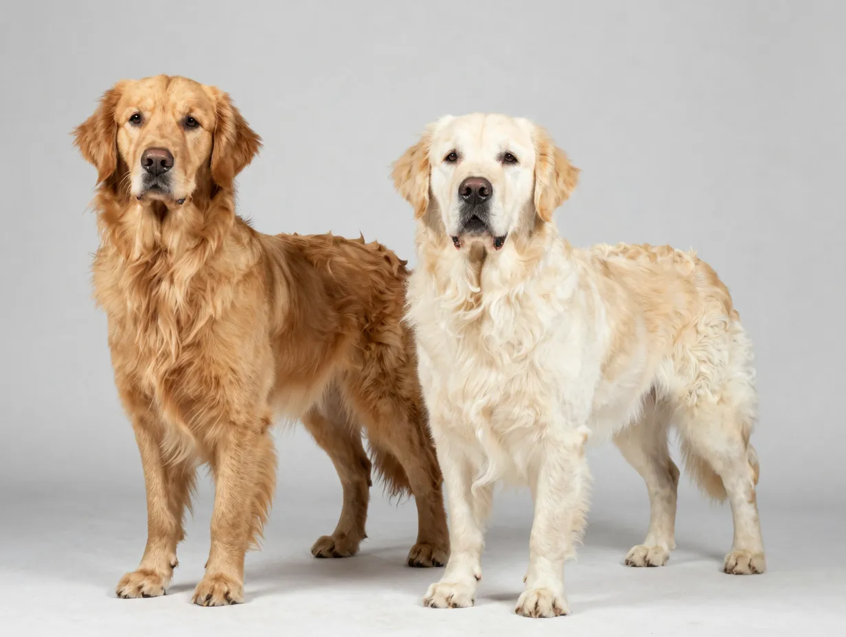 American english cream golden retrievers side by side comparison