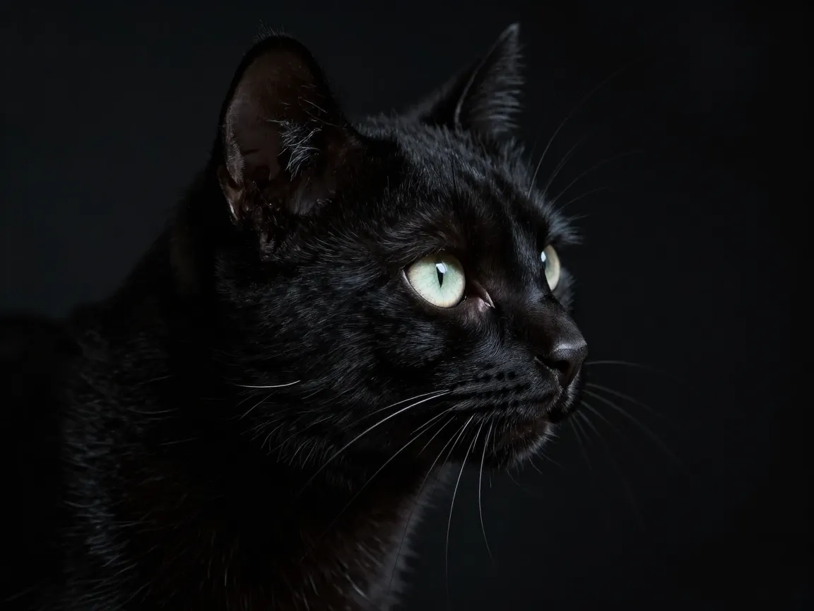 Dark and mysterious black cat portraits