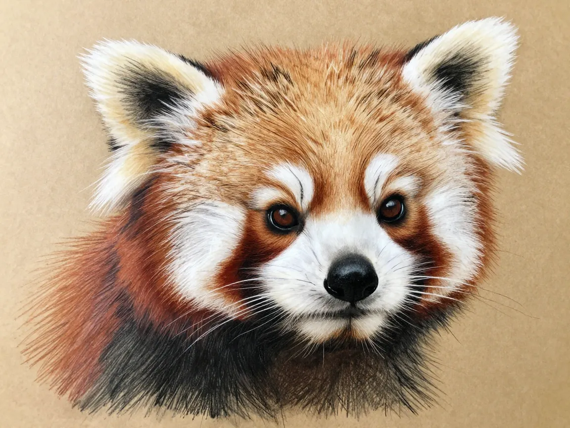 The colored pencil portrait on toned paper