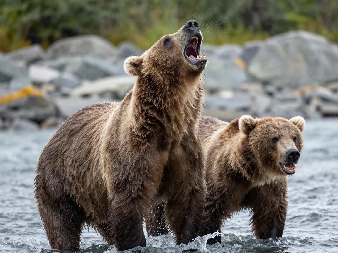 The laughing alaskan brown bears