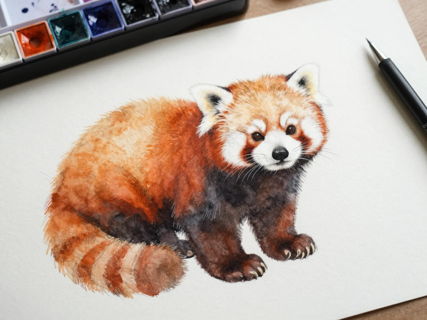 The watercolor and ink wash sketch