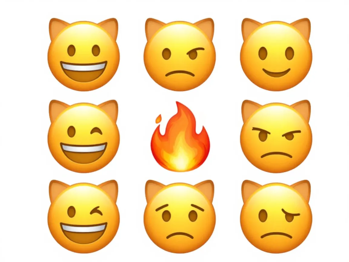 The stacked cat emoji cluster