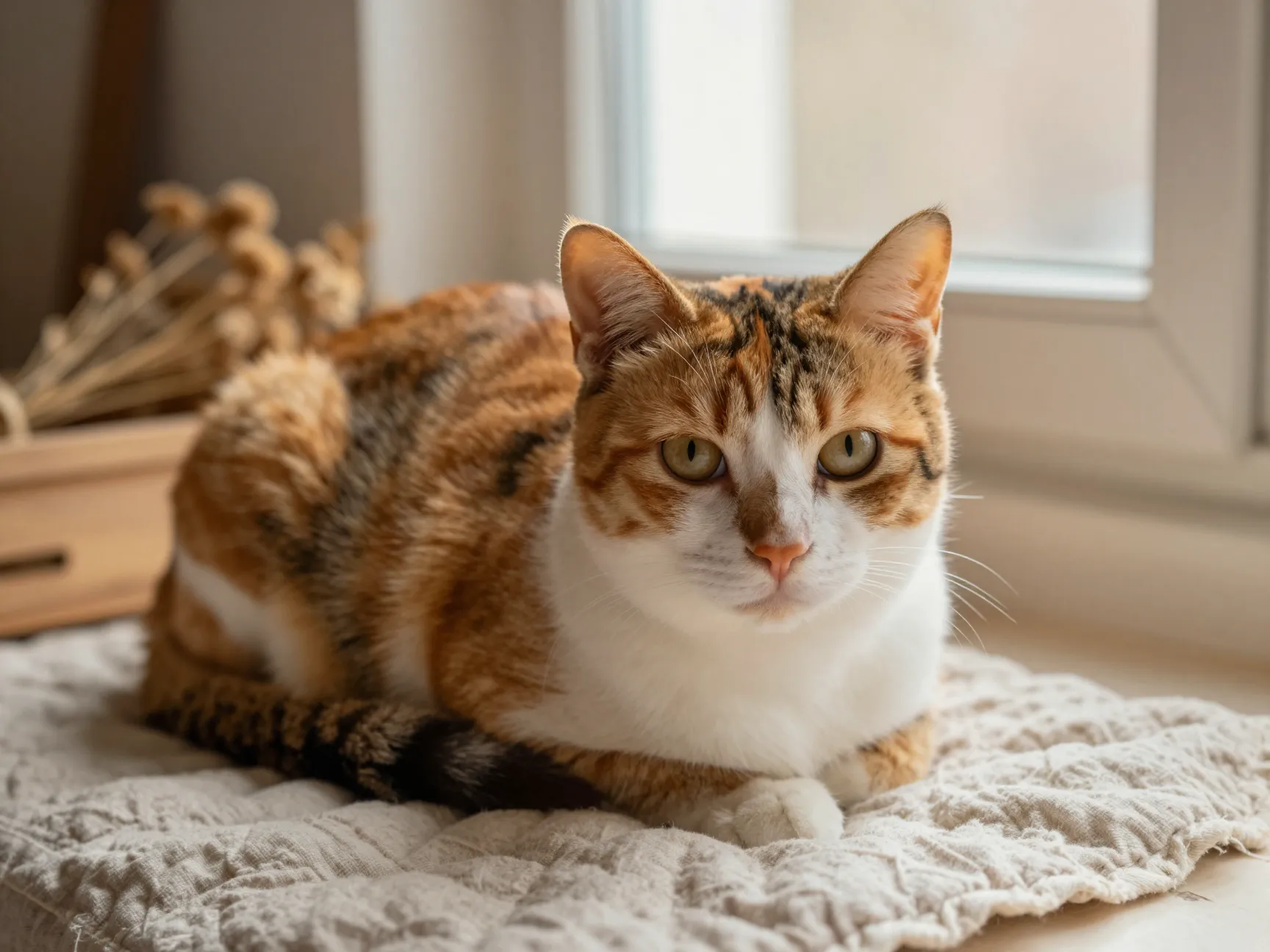 Cozy cottagecore calico portrait