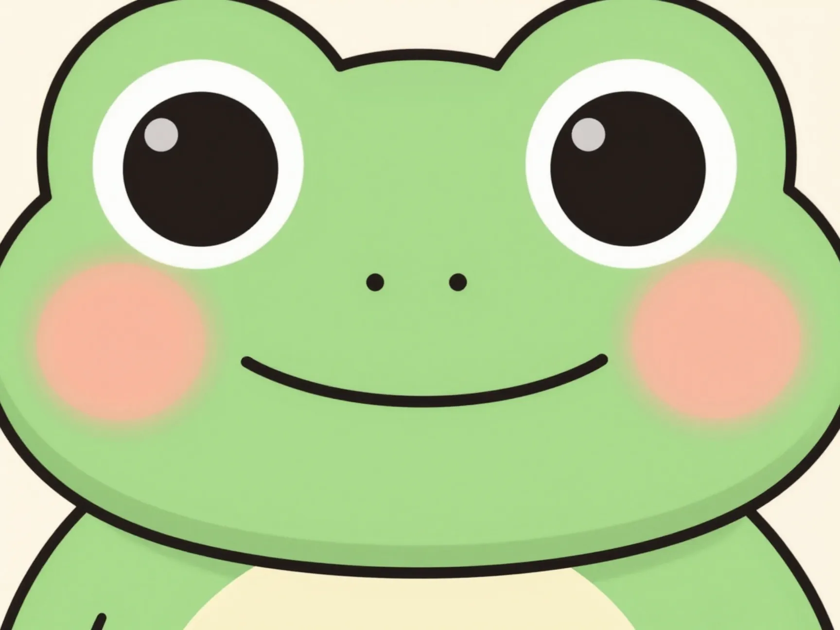 Kawaii frog with rosy cheeks and a big smile