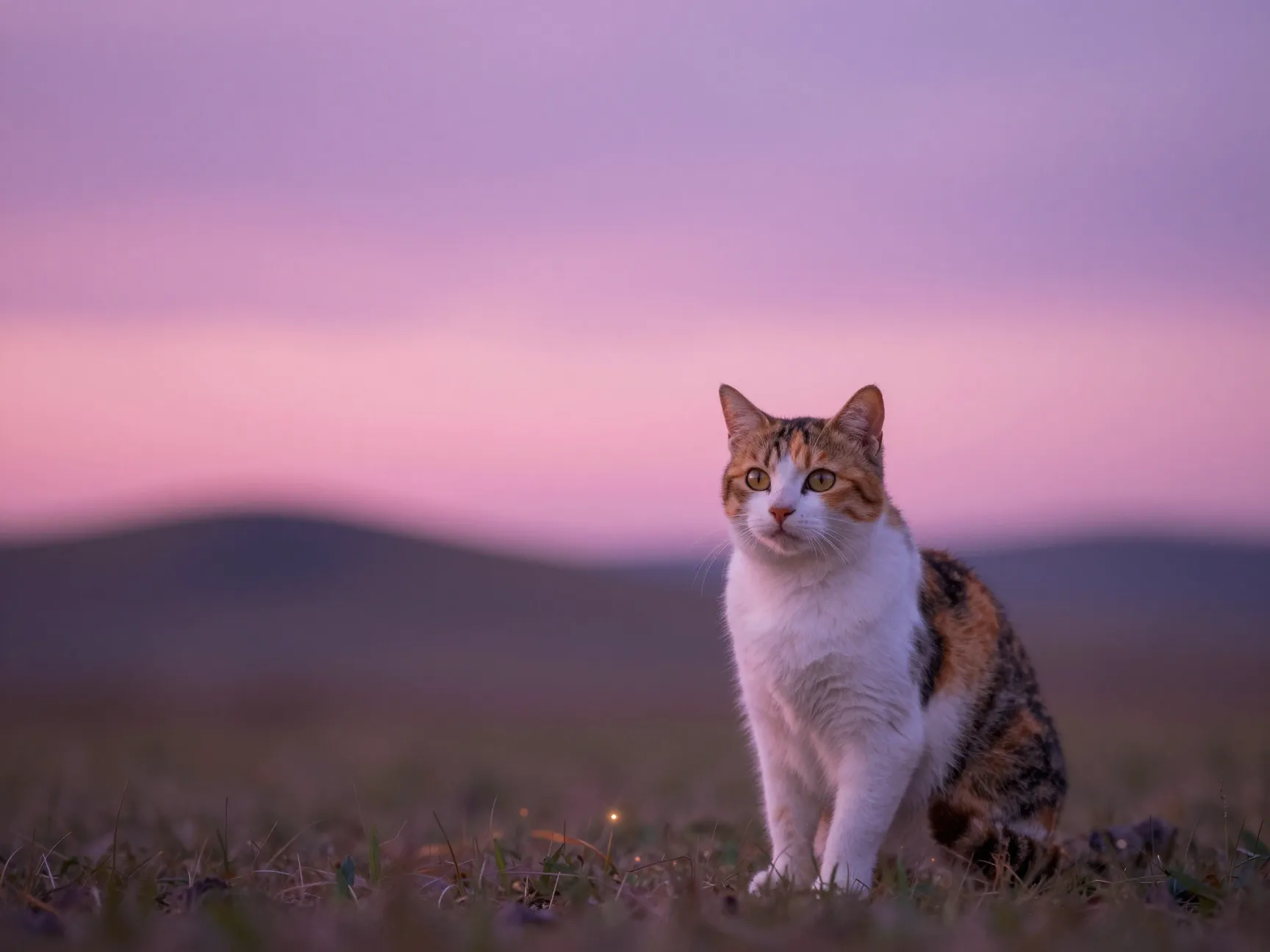 Dreamy twilight fantasy calico scene