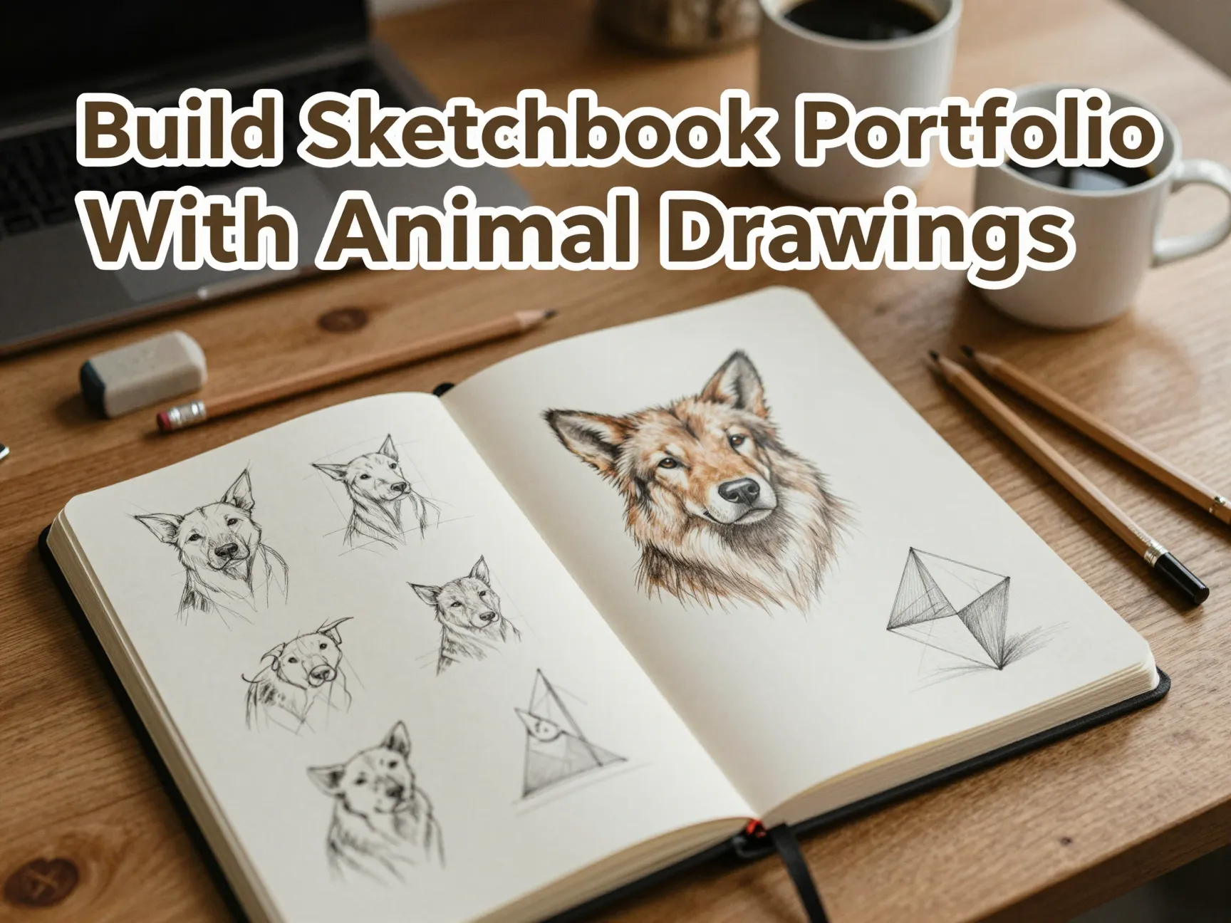 Build sketchbook portfolio with animal drawings