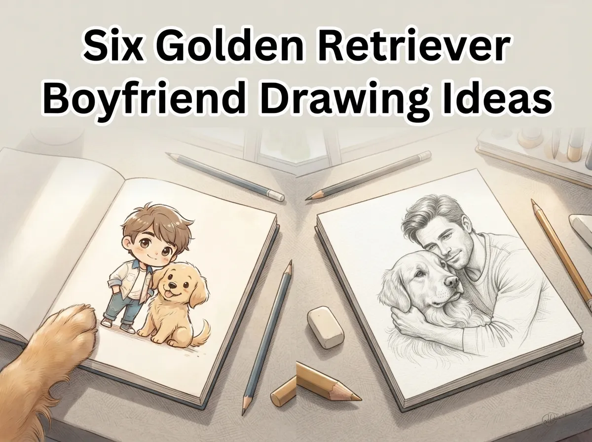 Six golden retriever boyfriend drawing ideas