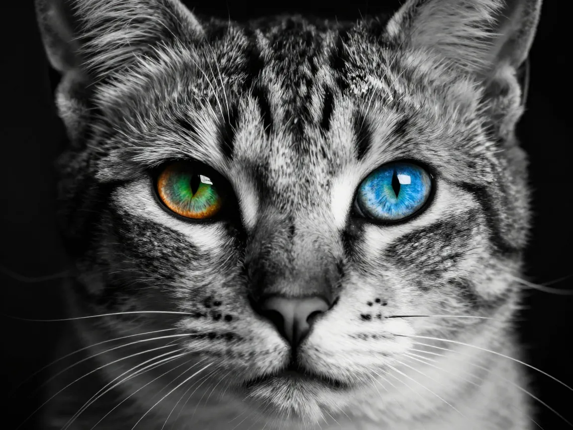 High contrast portrait cat