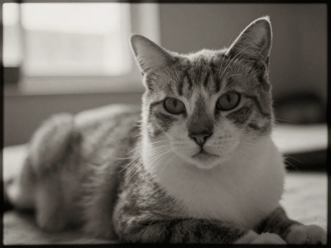 Vintage film grain cat