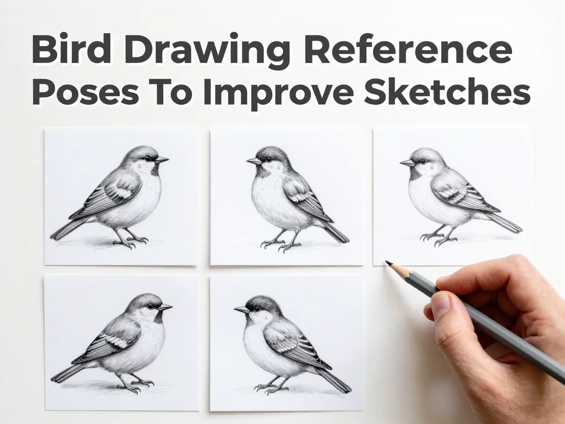 Bird drawing reference poses to improve sketches