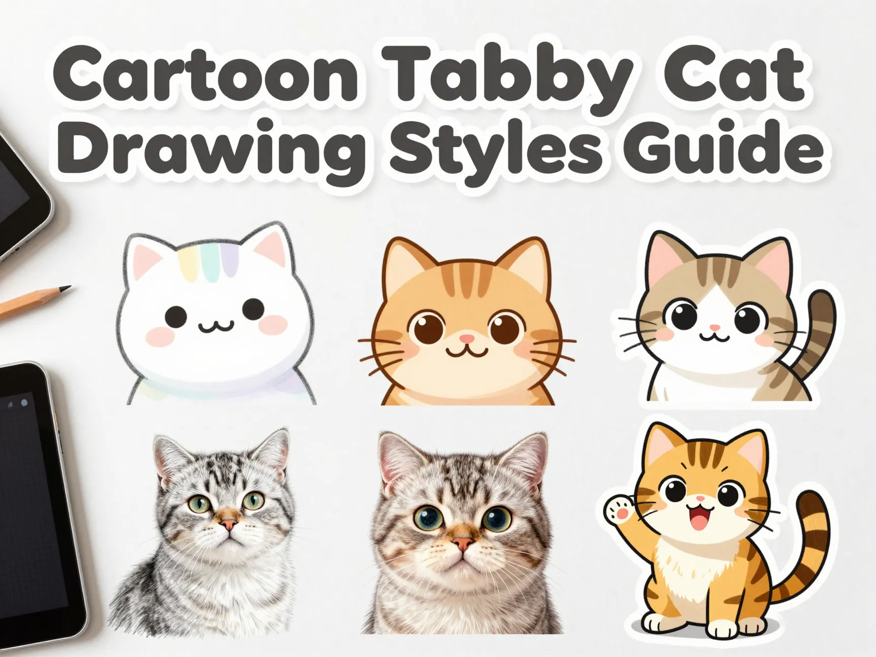 Cartoon tabby cat drawing styles guide