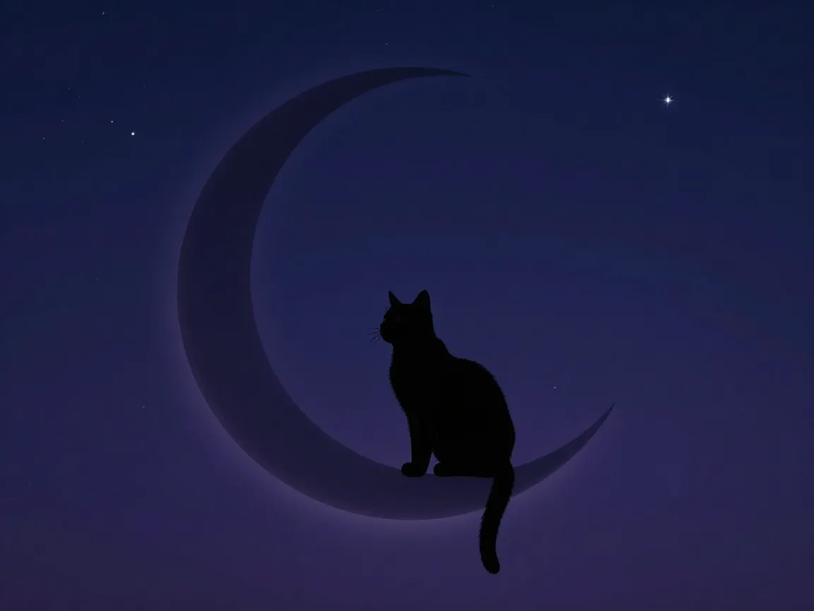 Moonlit crescent silhouette