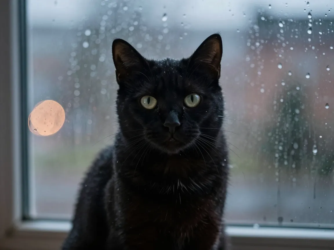 Rain streaked window mood shot
