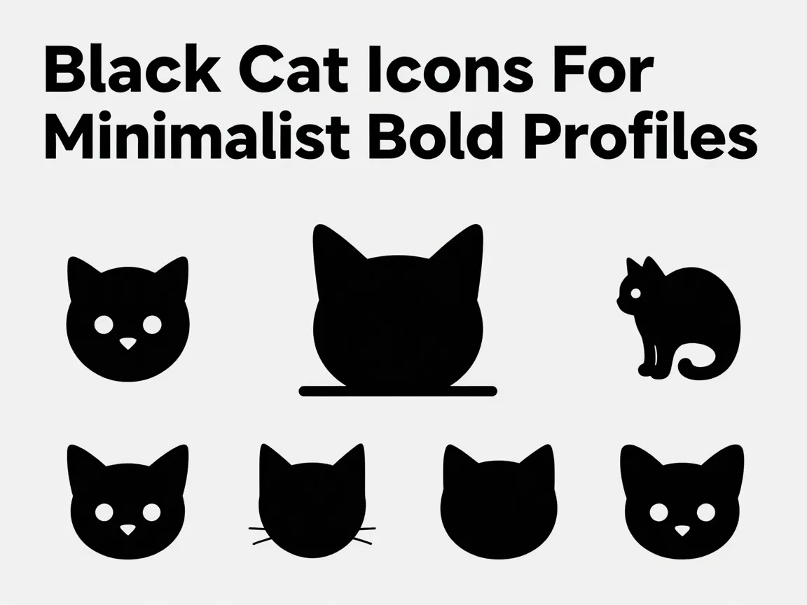 Black cat icons for minimalist bold profiles