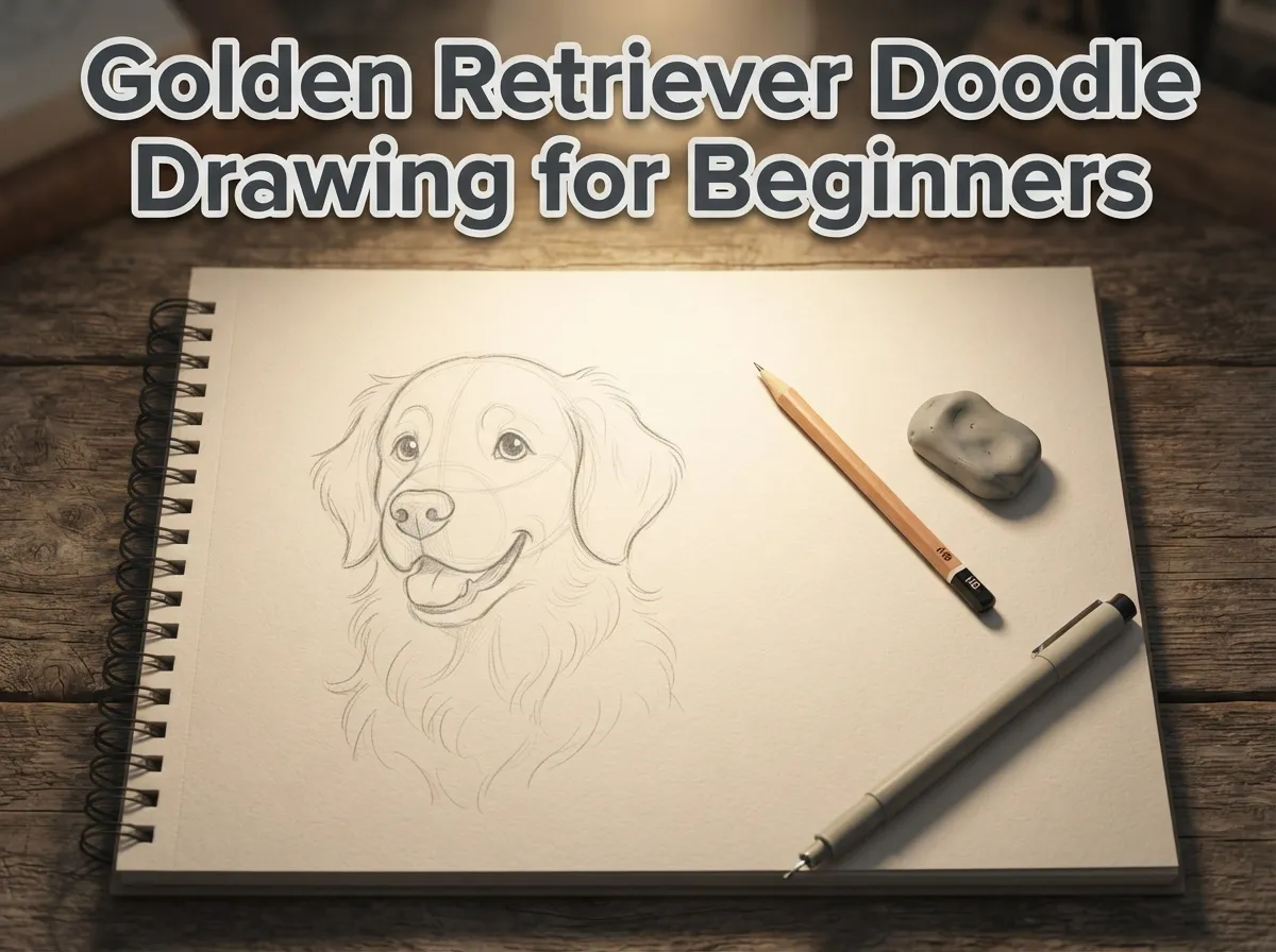 Golden retriever doodle drawing for beginners