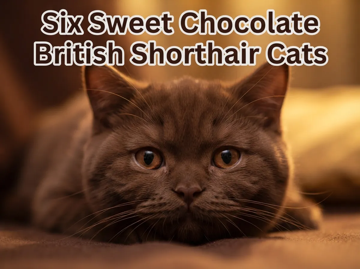 Six sweet chocolate british shorthair cats